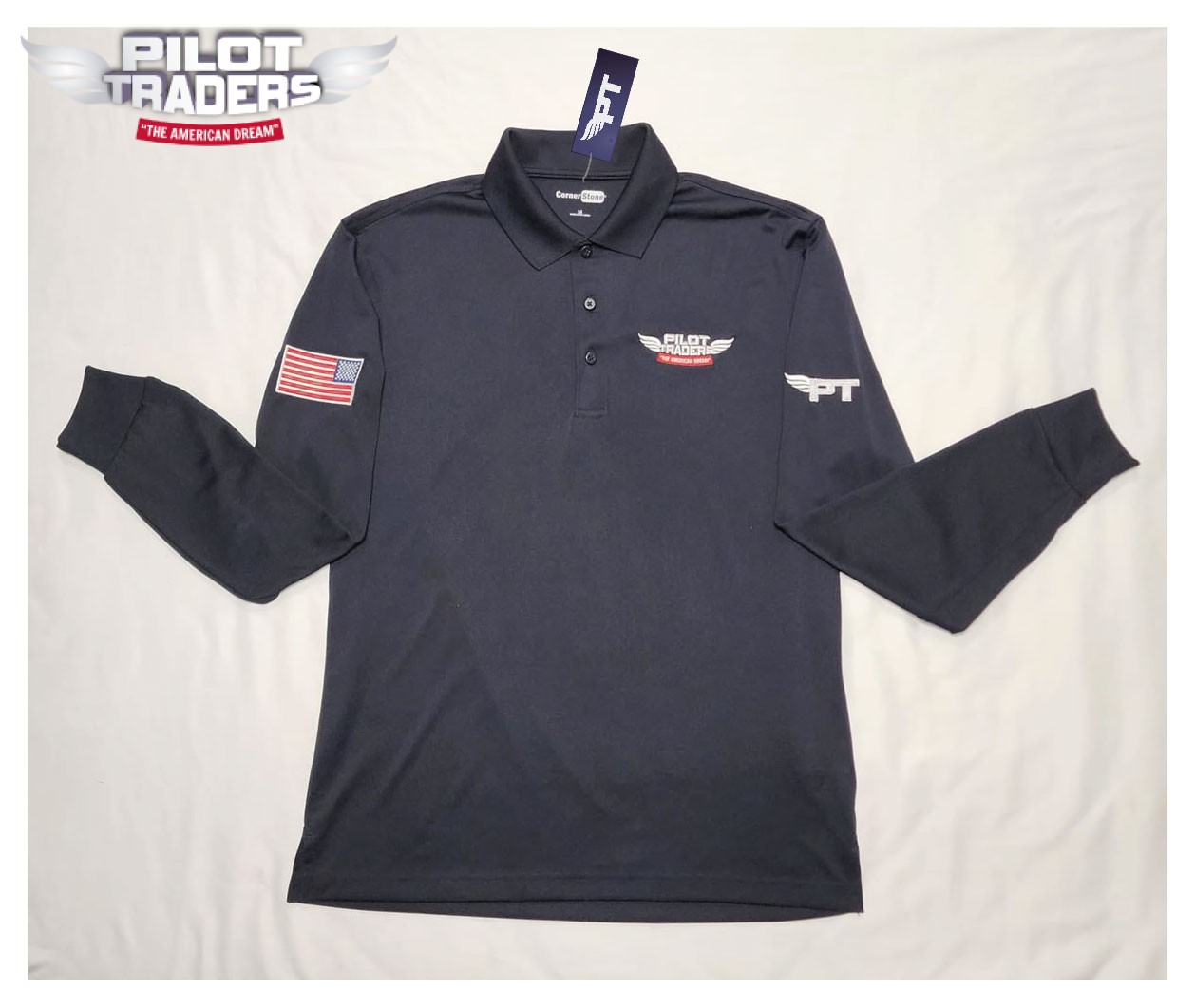 PILOT TRADERS Polo Shirt Long Sleeves Black - Image 10