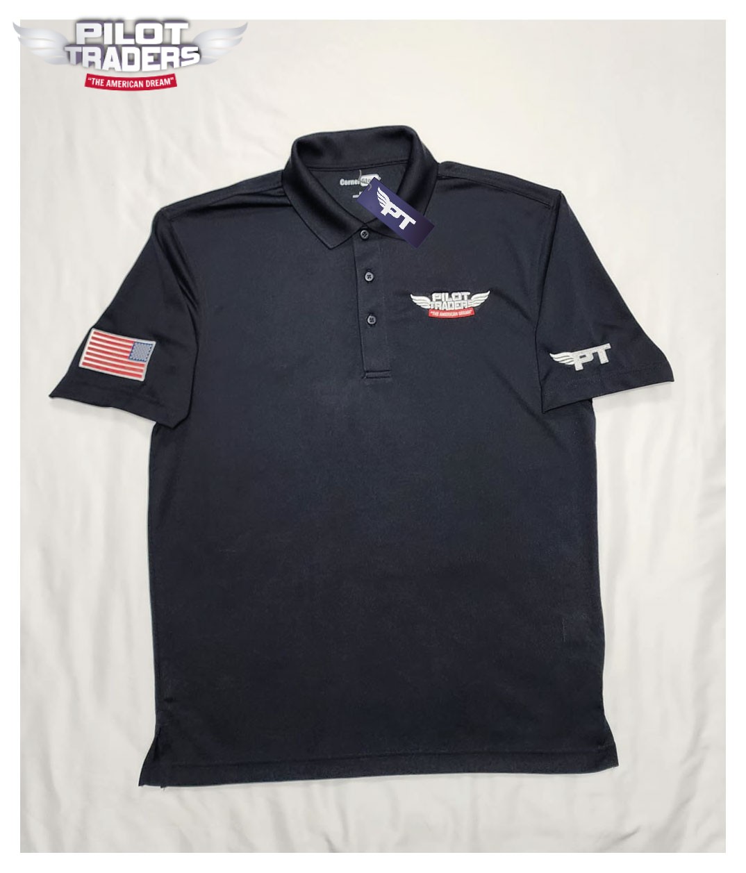 PILOT TRADERS Polo Shirt Short Sleeves Black - Image 5